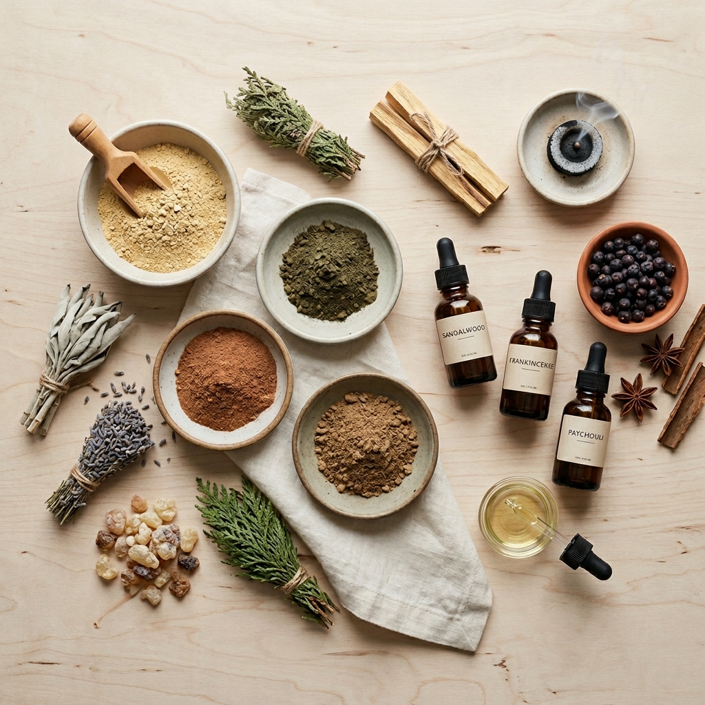 Incense making process — mixing natural ingredients