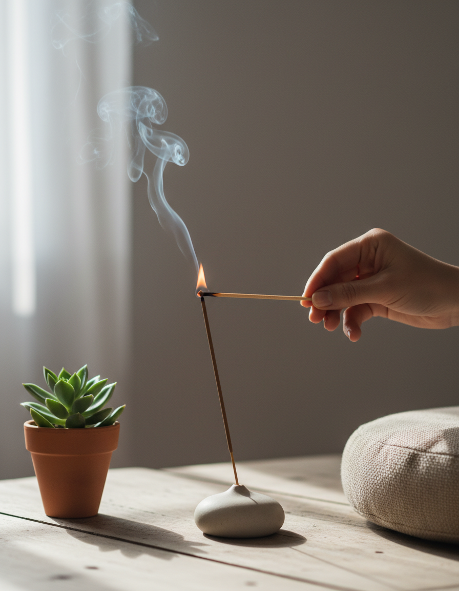 Lighting charcoal-free incense