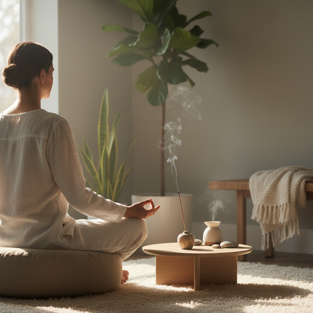 Meditation Incense: How to Create a Calm and Focused Mindfulness Ritual — blog post cover, Vismay