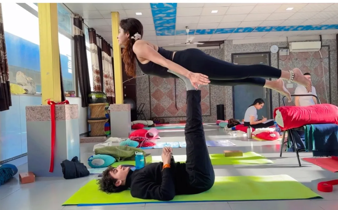 Yoga class in session at Canada Yoga Studio, Calgary, Alberta