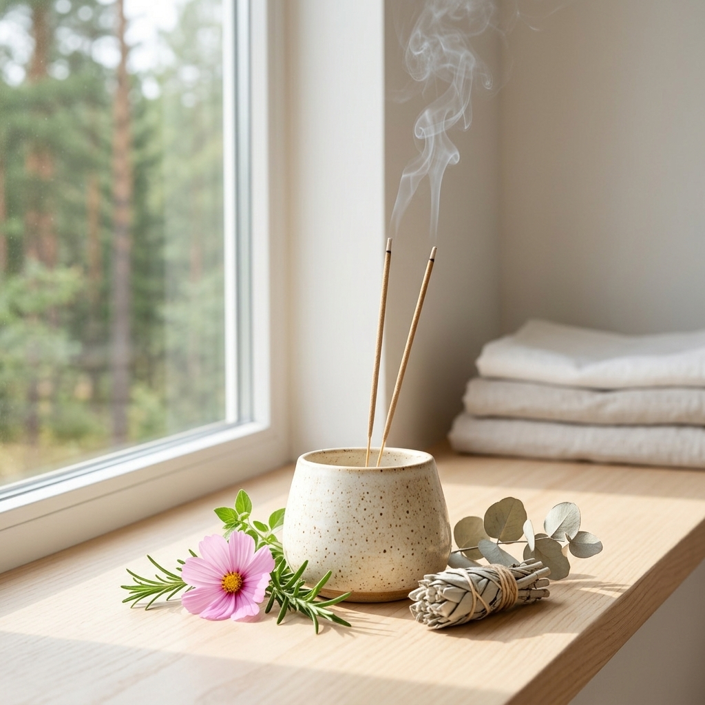 Vismay herbal and fresh incense—clean, green notes for a bright, clear mood