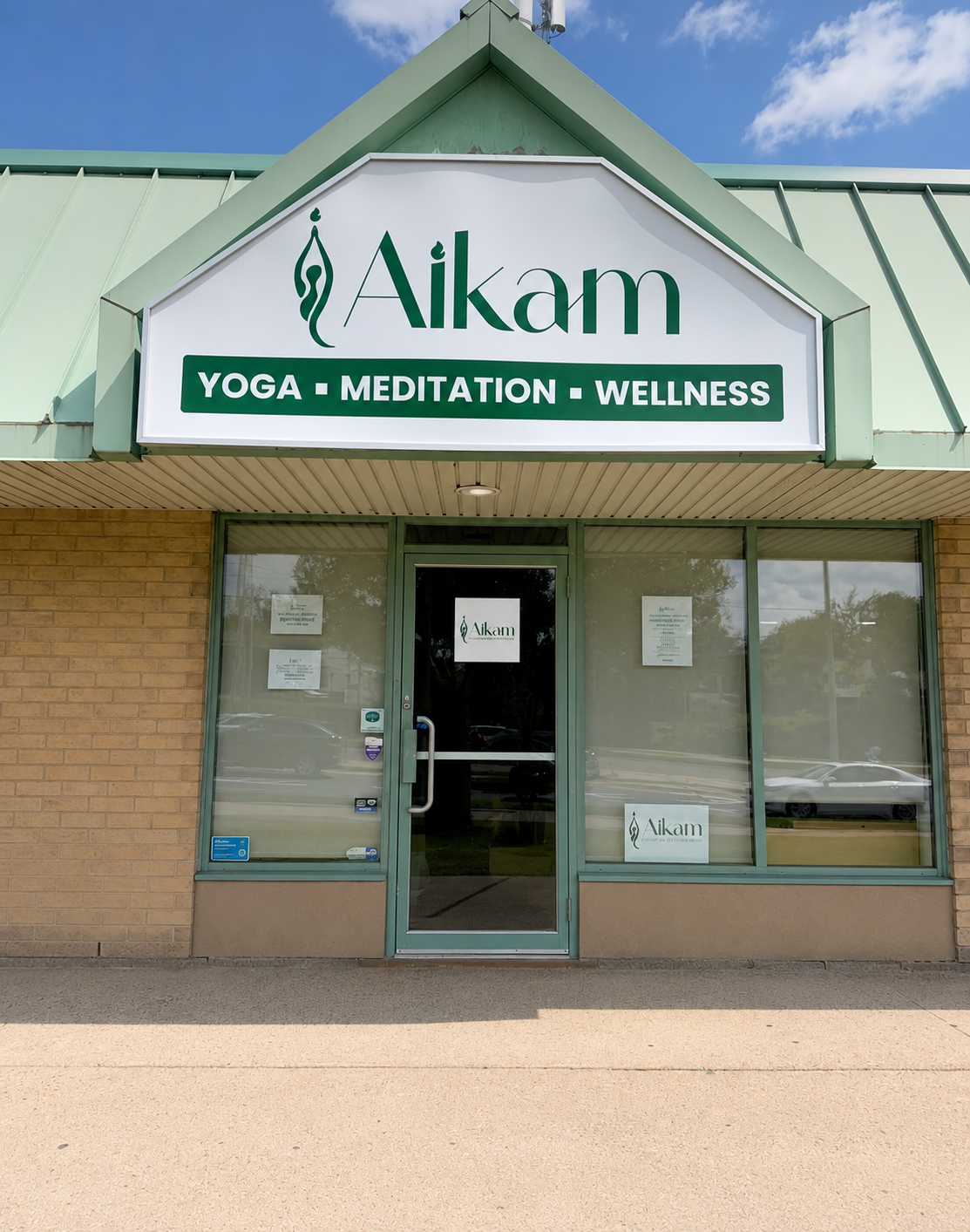 Aikam Yoga & Meditation Studio storefront in Cambridge, Ontario
