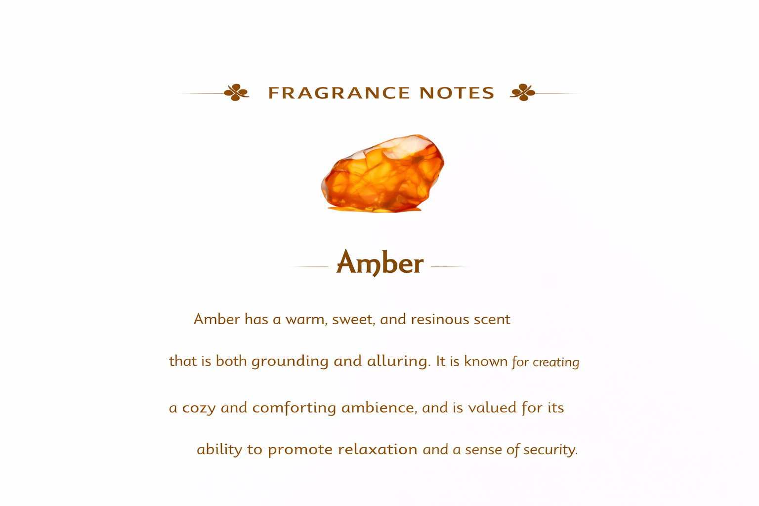 Amber incense fragrance notes — warm sweet resinous cozy profile