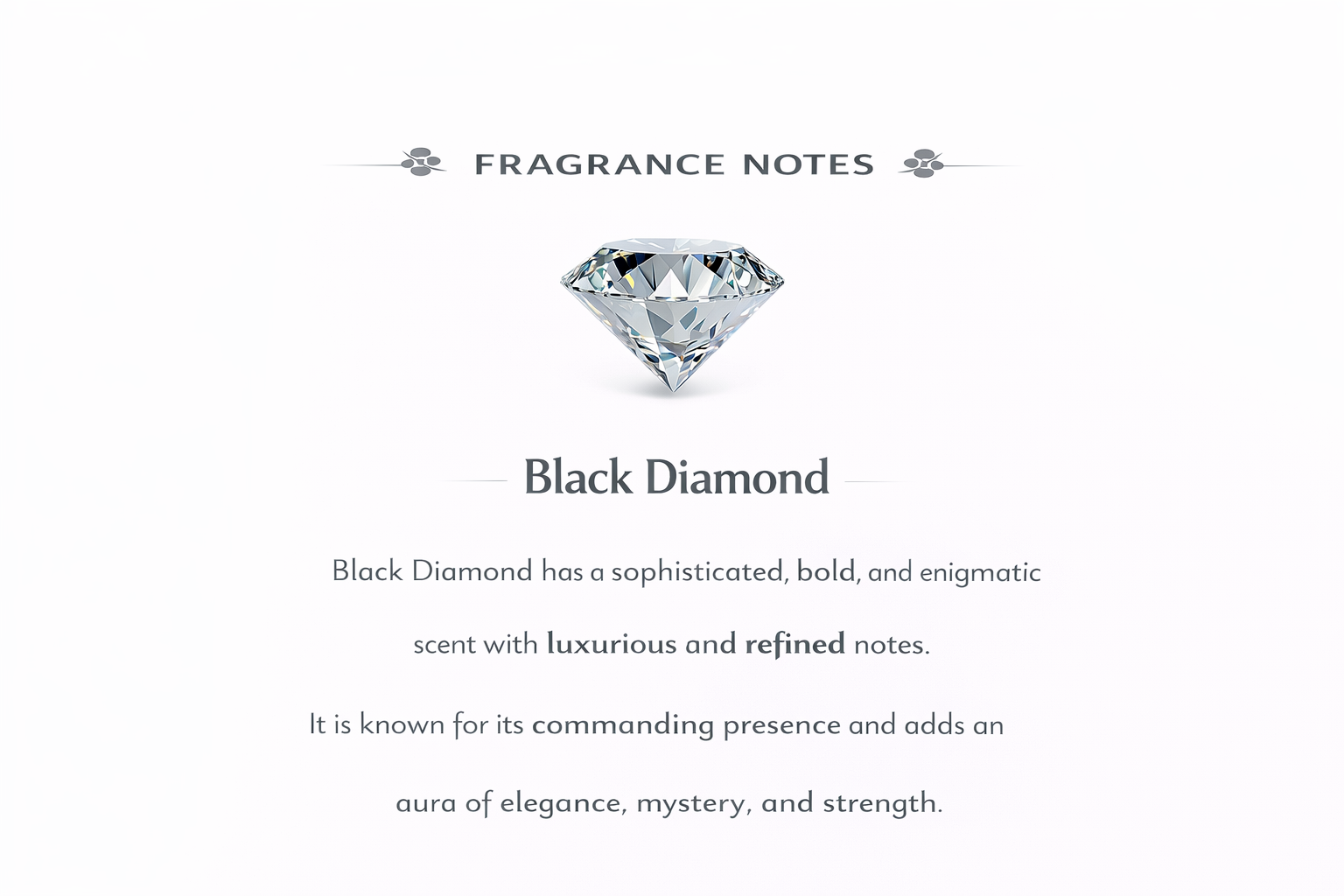 Black Diamond incense fragrance notes — deep smooth refined woody profile