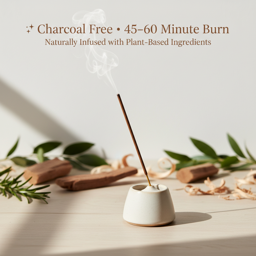Charcoal-free cedarwood incense sticks for a clean, gentle burn