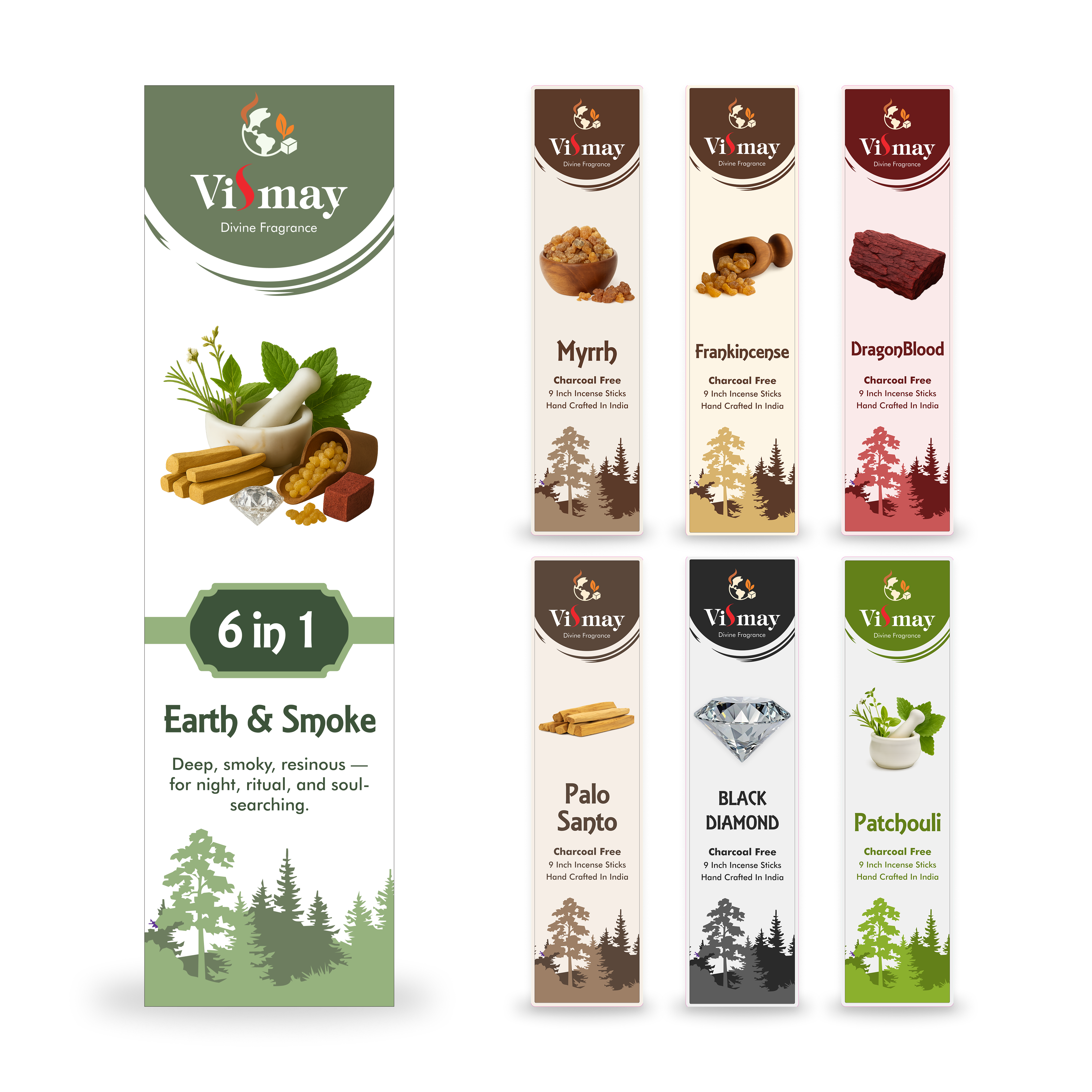 Earth & Smoke incense combo — deep earthy and smoky fragrances