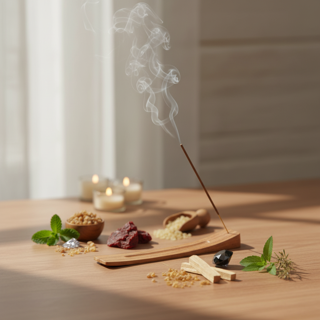 Earth & Smoke incense sticks in a warm, immersive home setting