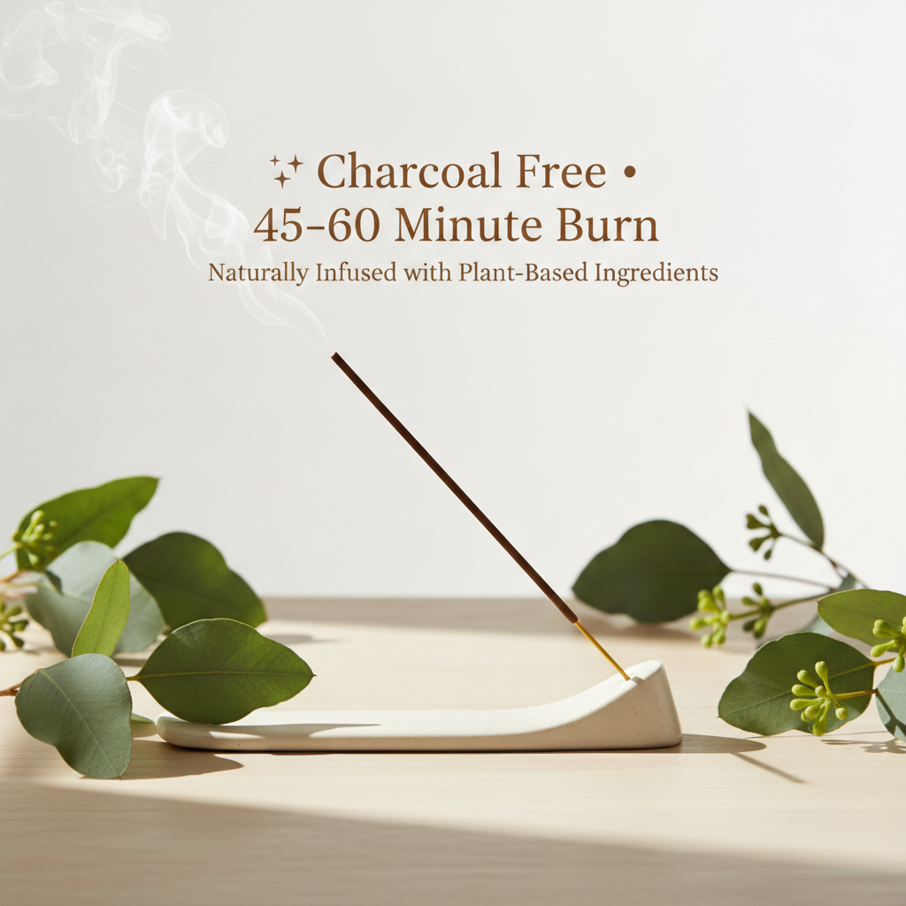 Charcoal-free eucalyptus incense sticks for a clean, gentle burn