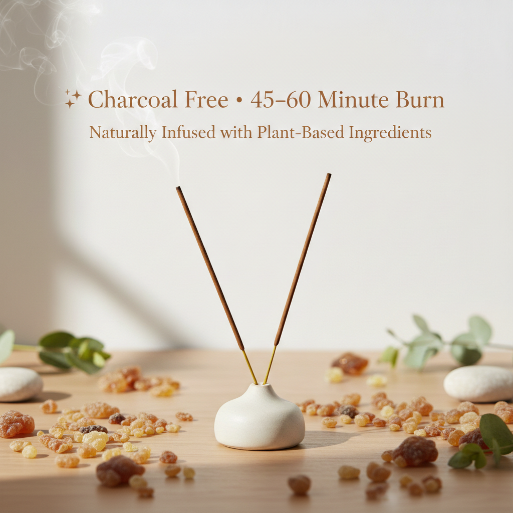 Charcoal-free frankincense incense sticks for a clean, gentle burn