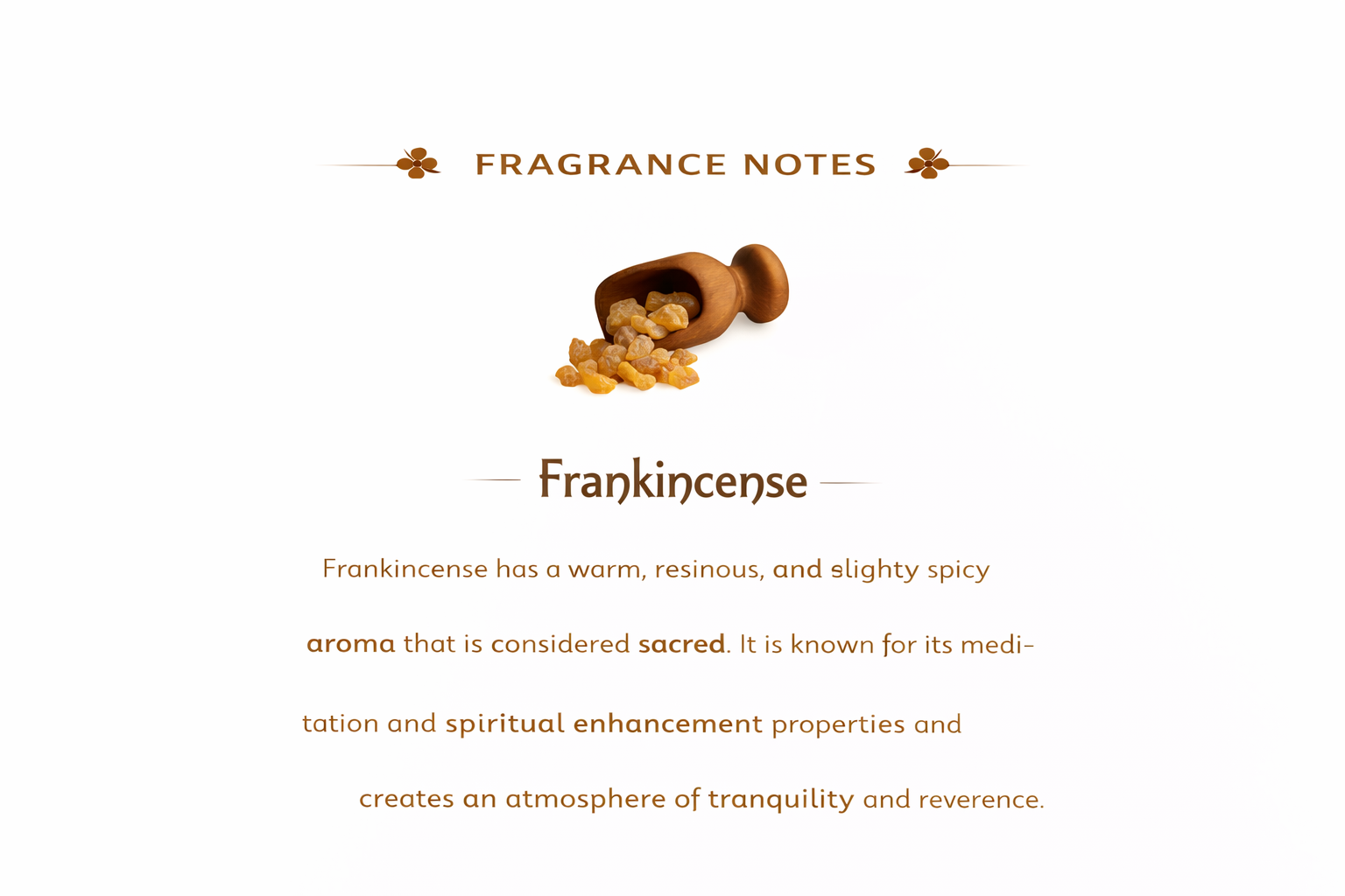 Frankincense incense fragrance notes — warm resinous contemplative profile