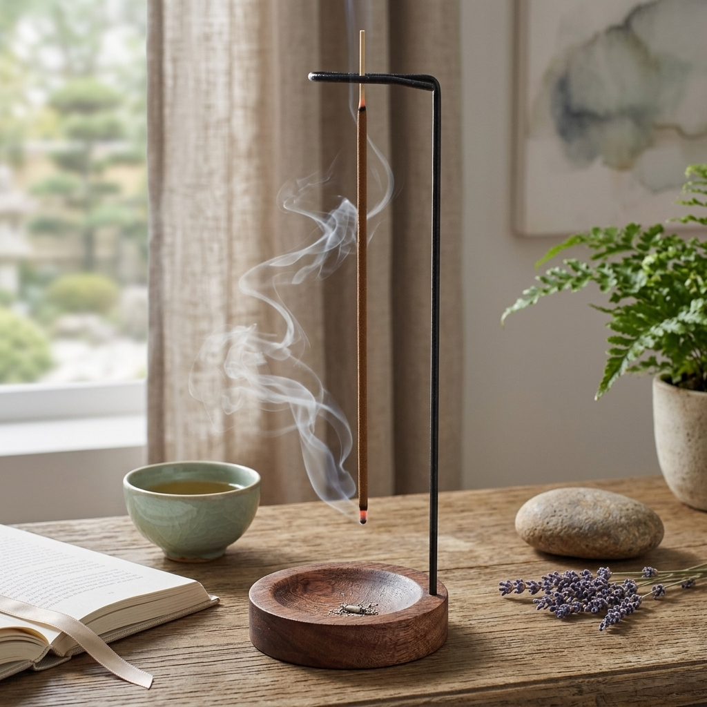 Levitate incense holder — lifestyle view on a calm ritual surface