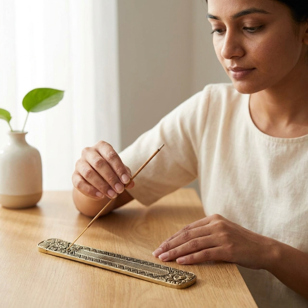 Solaris Metal Incense Holder — Gold burning incense lifestyle