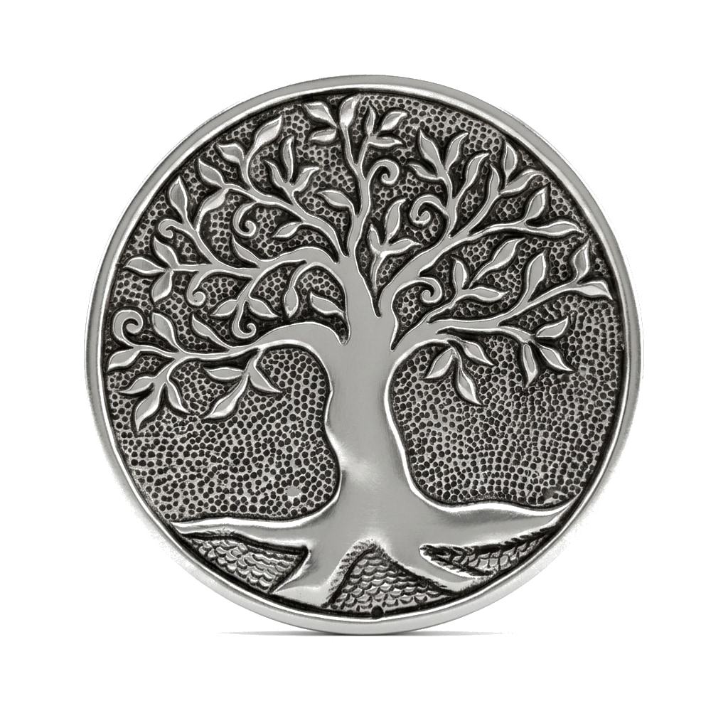Tree of Life Metal Incense Holder (Silver)