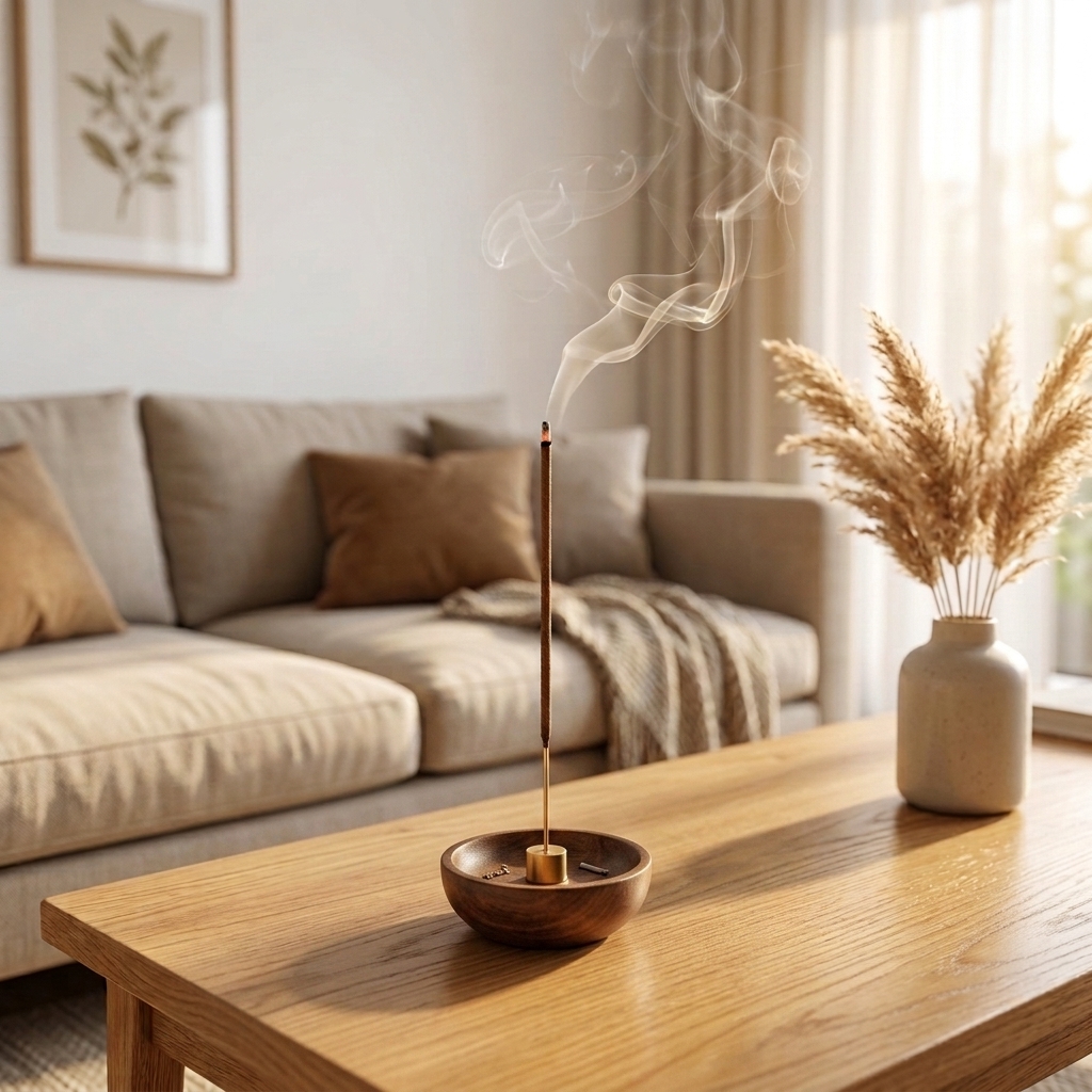 Wooden Bowl incense holder — detail view of natural wood grain