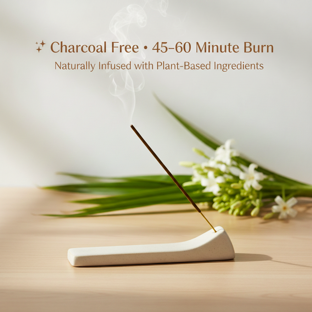 Charcoal-free kevda incense sticks for a clean, gentle burn
