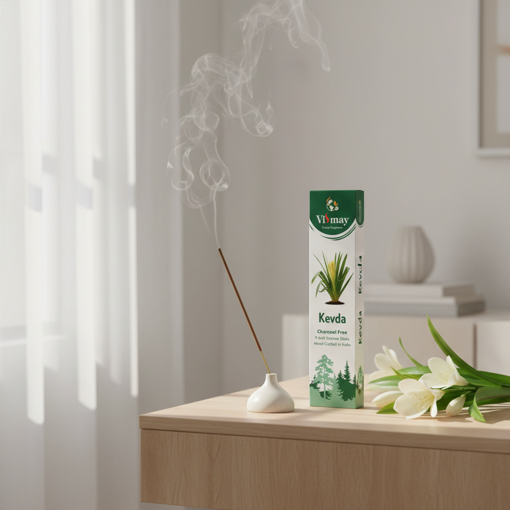Kevda incense sticks in a bright space — airy, revitalizing aroma