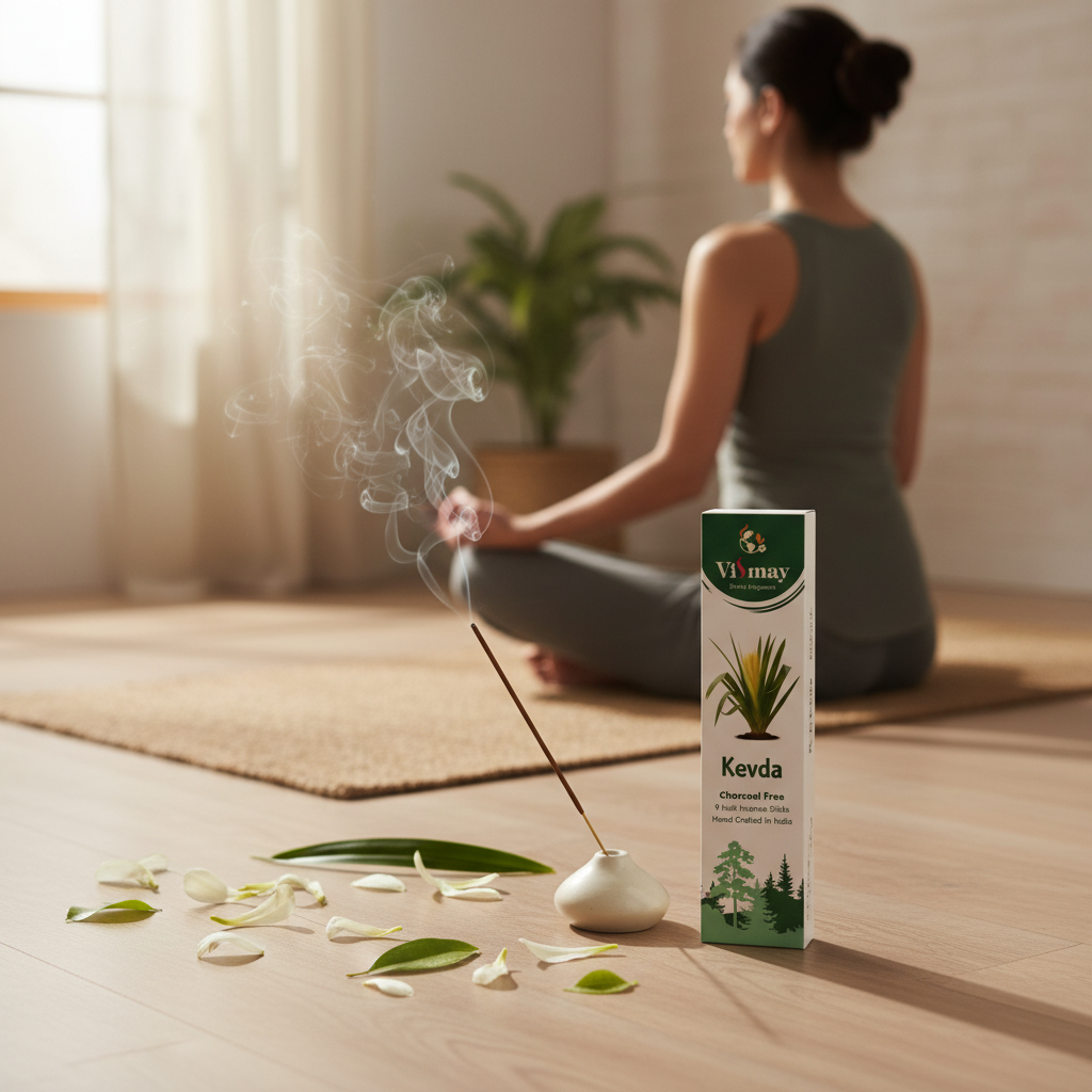 Kevda incense sticks with yoga and meditation