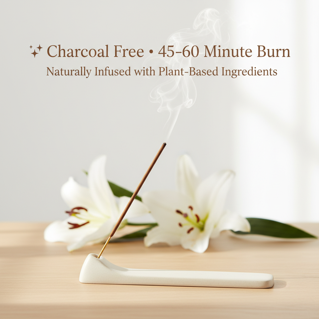 Charcoal-free lily incense sticks for a clean, gentle burn