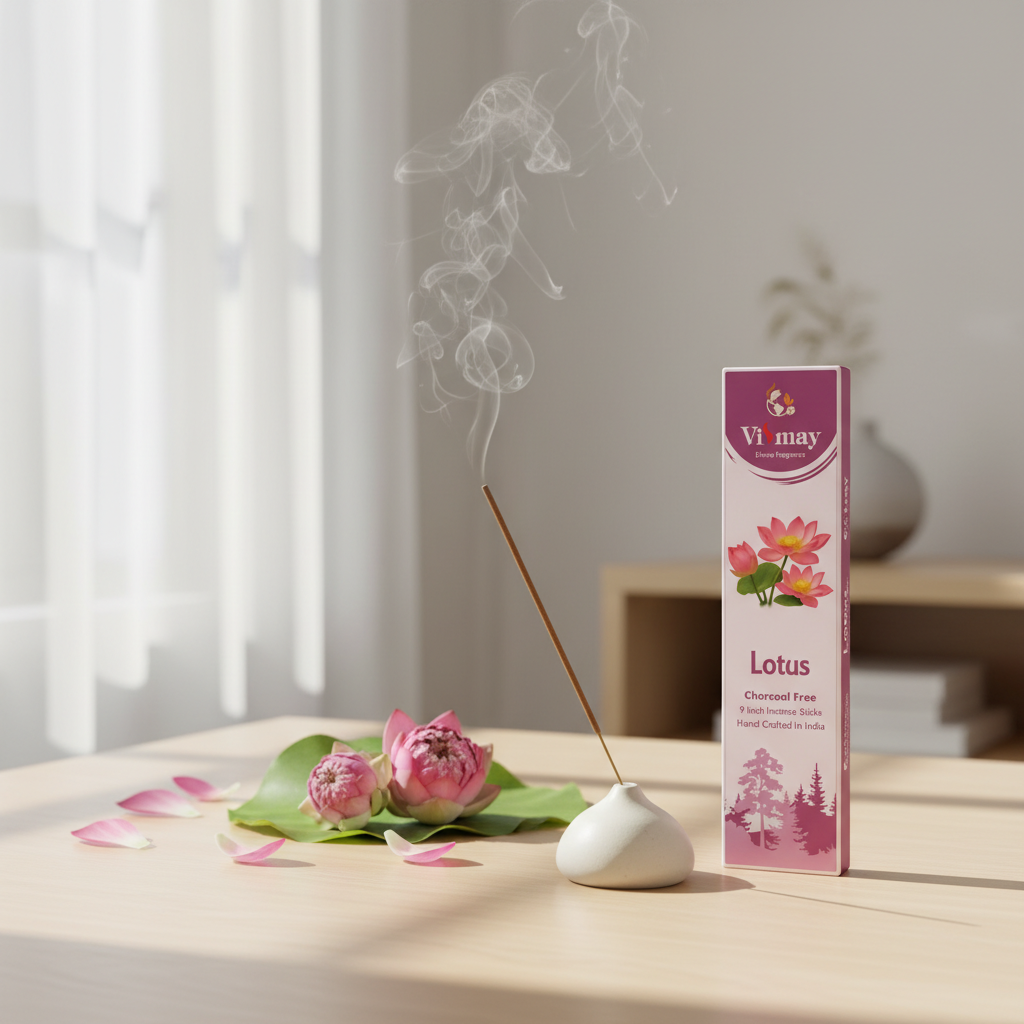 Lotus incense sticks in a peaceful home — tranquil floral aroma