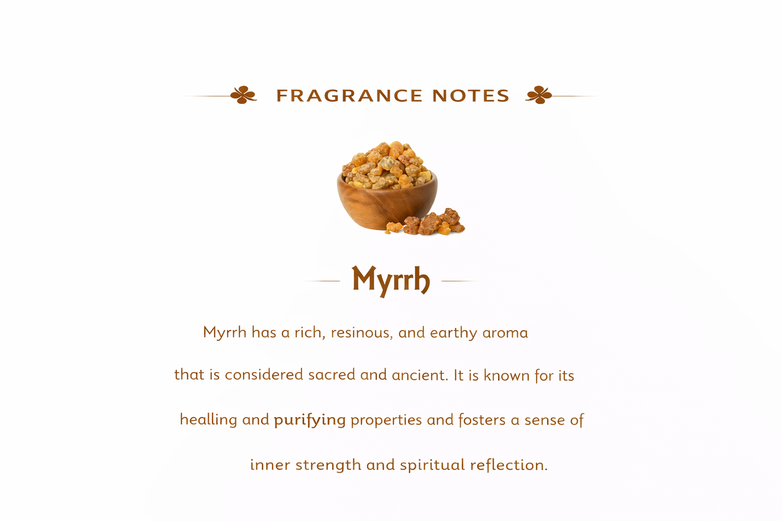 Myrrh incense fragrance notes — warm earthy resinous scent profile