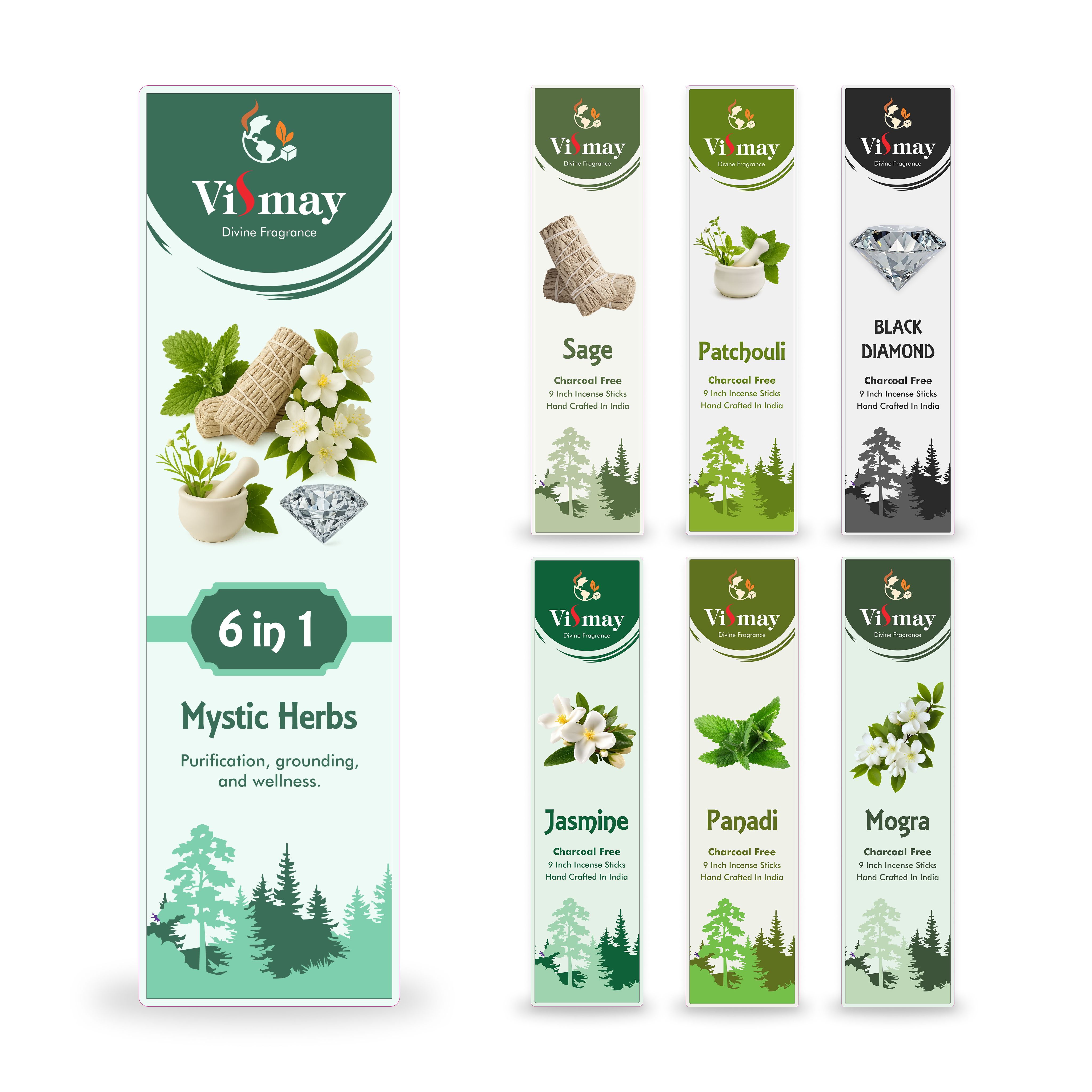 Mystic Herbs incense combo — fresh herbal and green fragrances