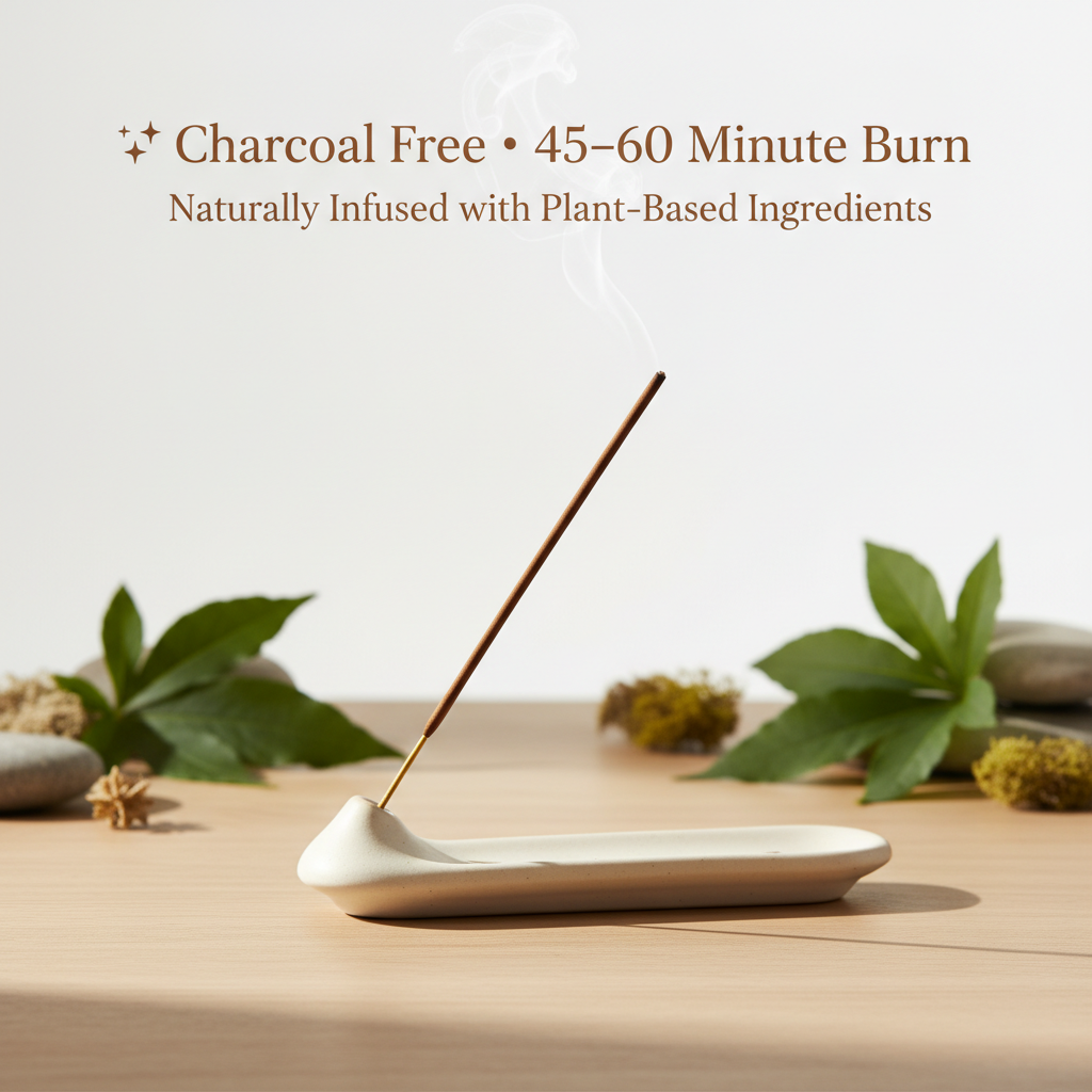 Charcoal-free patchouli incense sticks for a clean, gentle burn