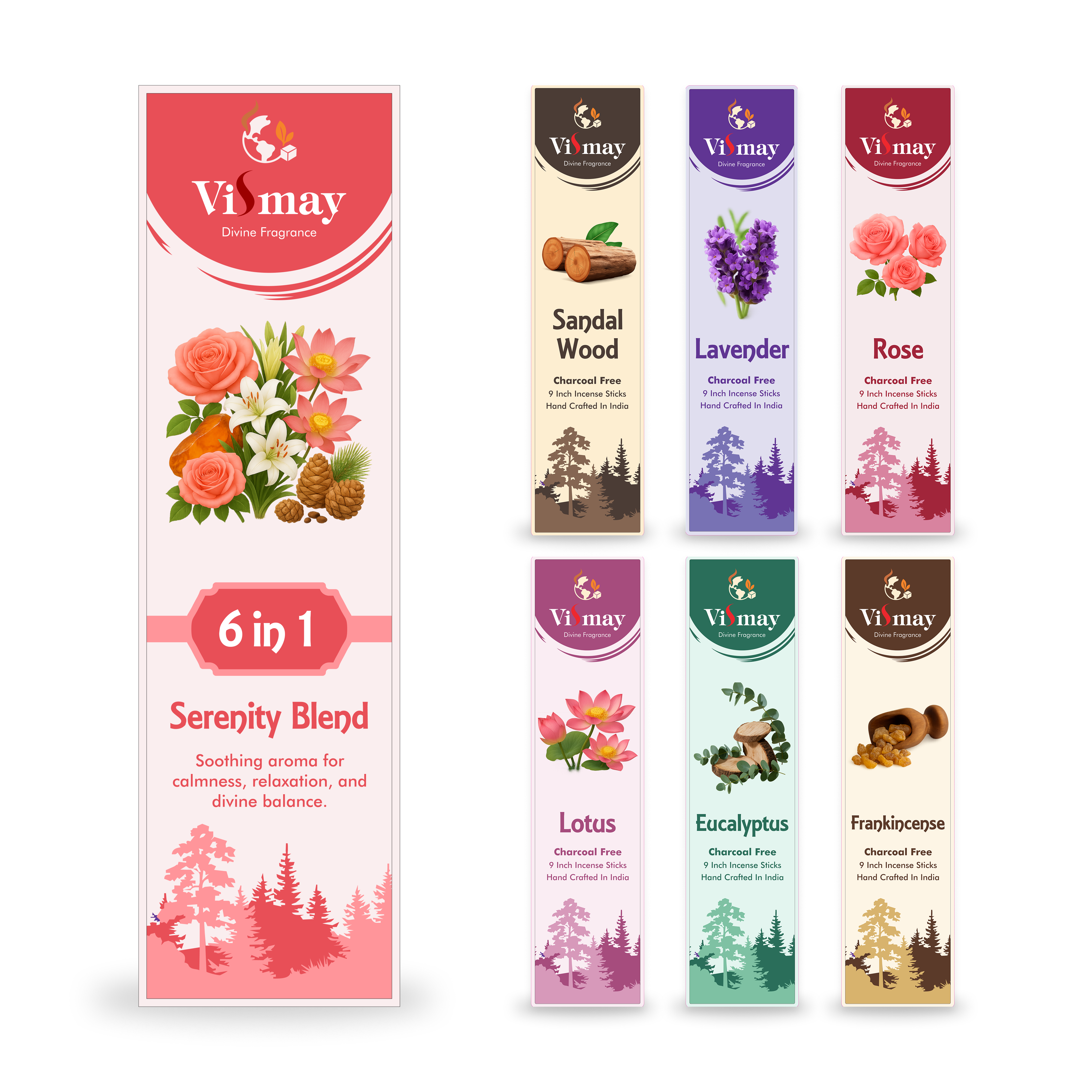 Serenity Blend incense combo — six fragrances for calm and balance